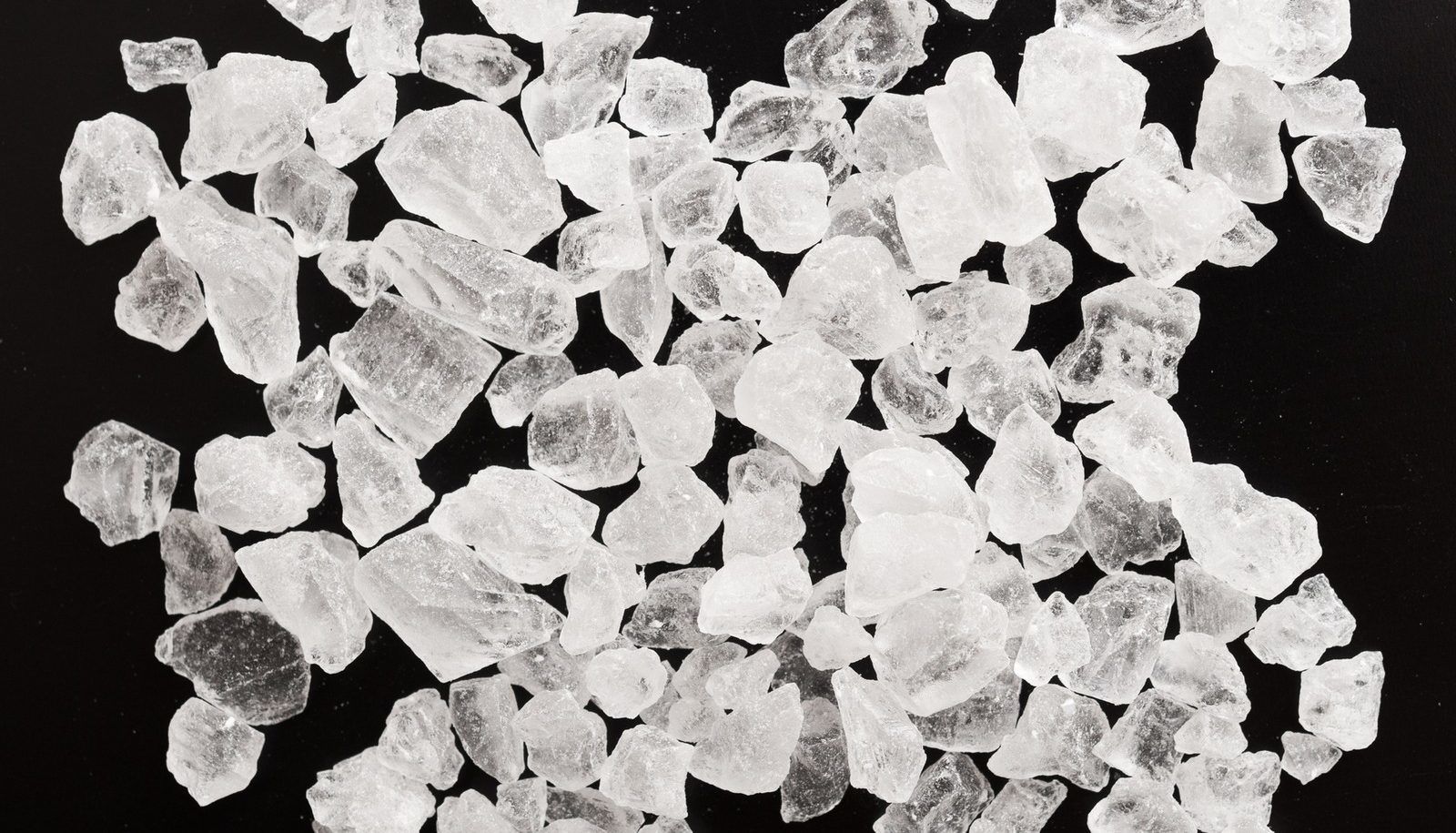 salt crystals on black background