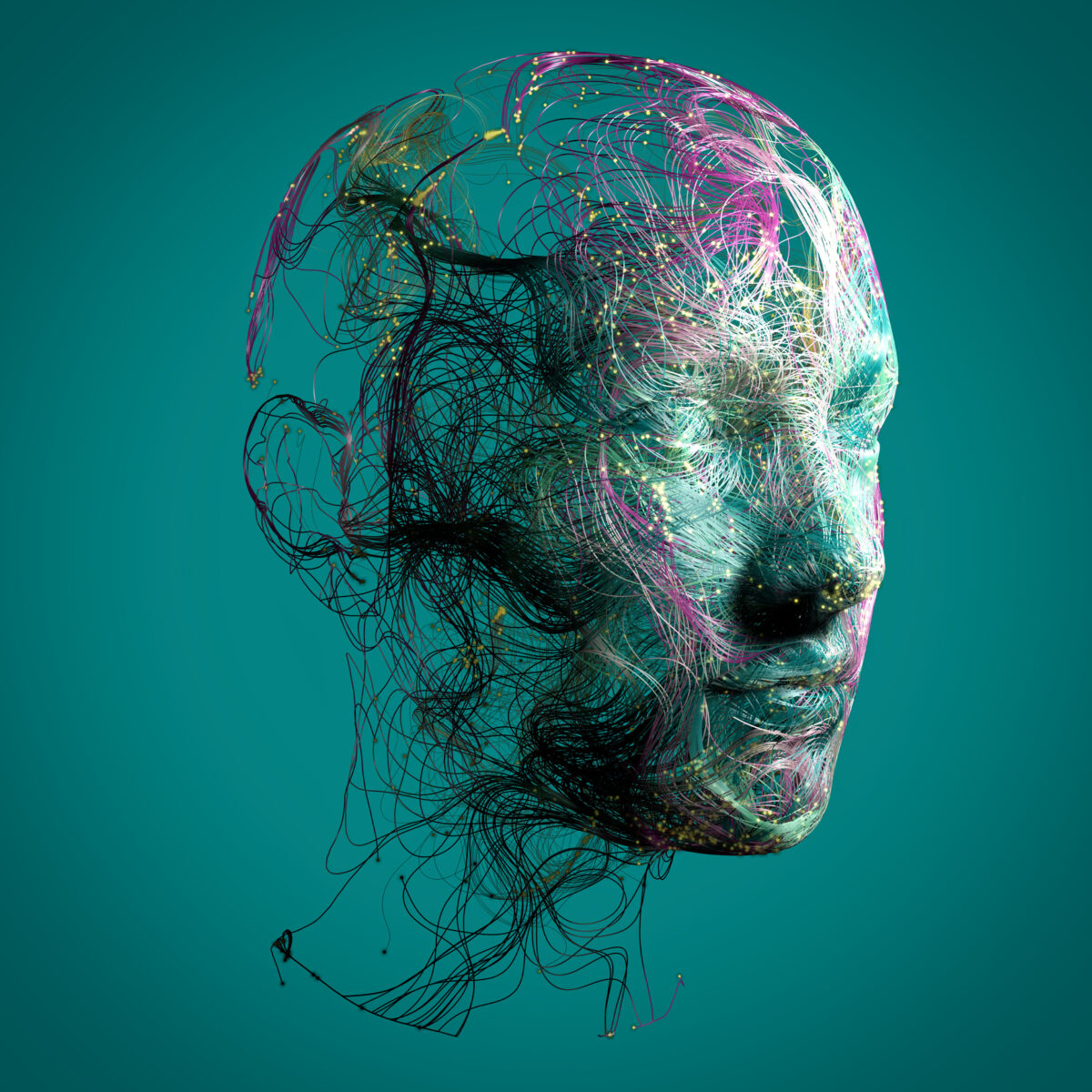 computer generated image of head and brain
