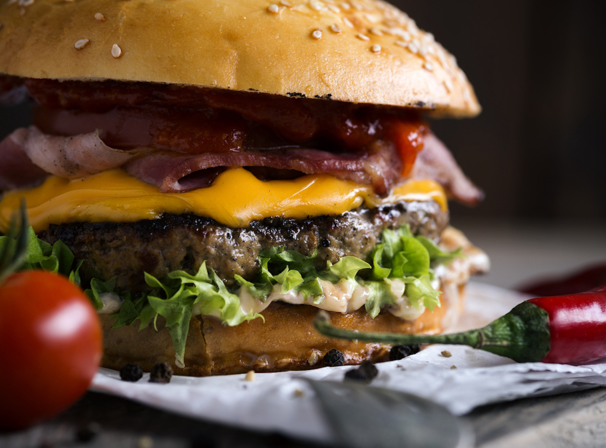 closeup of beef burger
