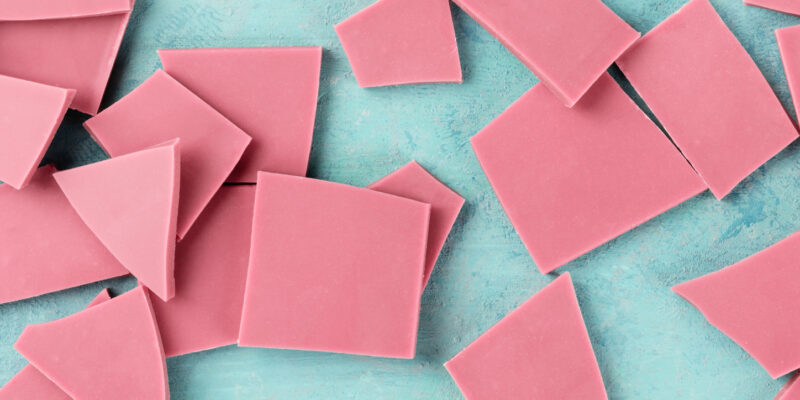 ruby chocolate on blue background