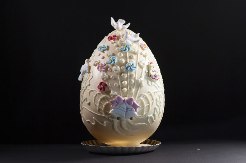 decorated white chocolate Easter egg