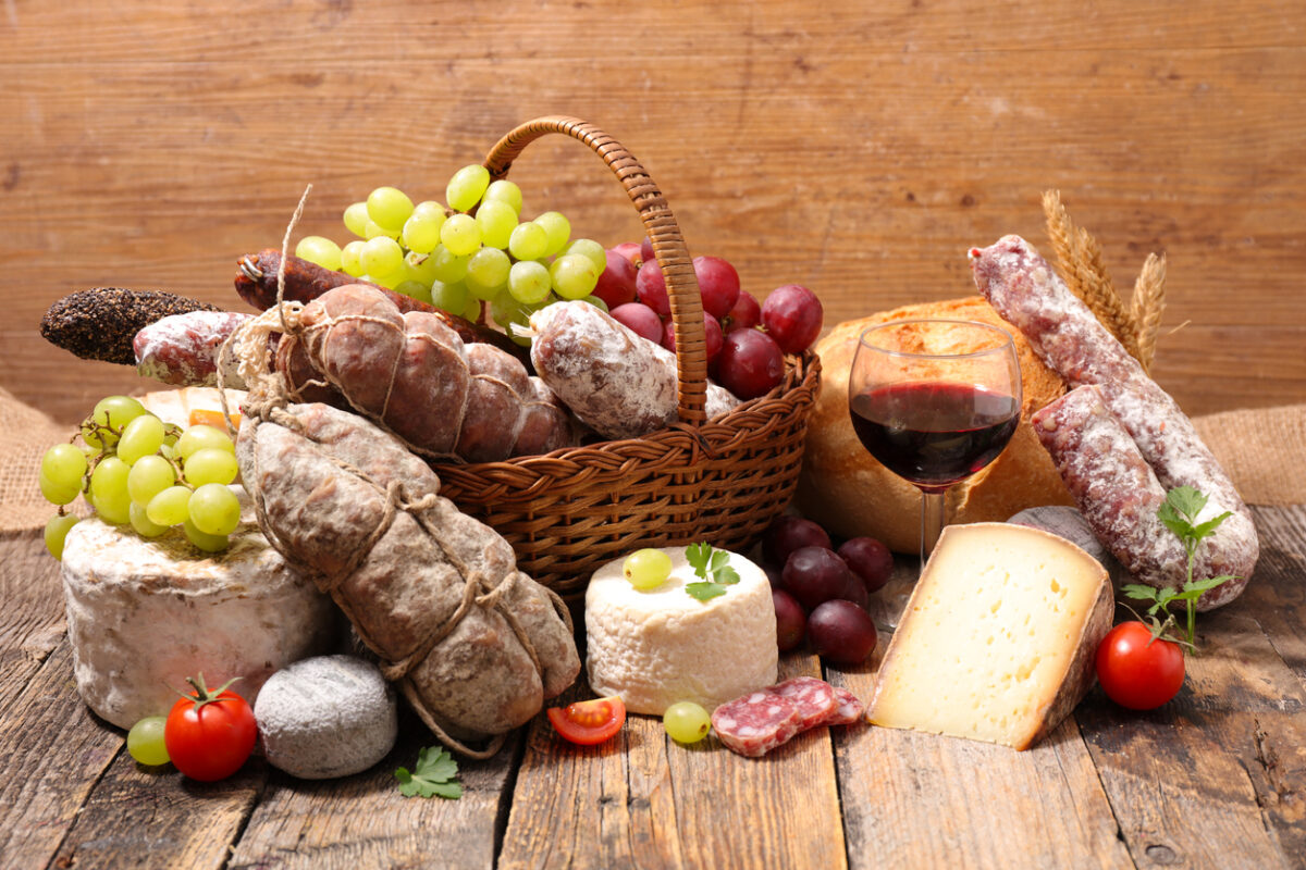 meat cheese and wine