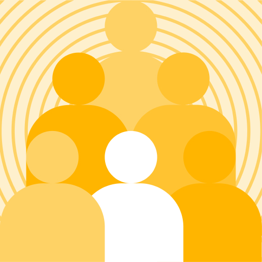 yellow illustration of an audience