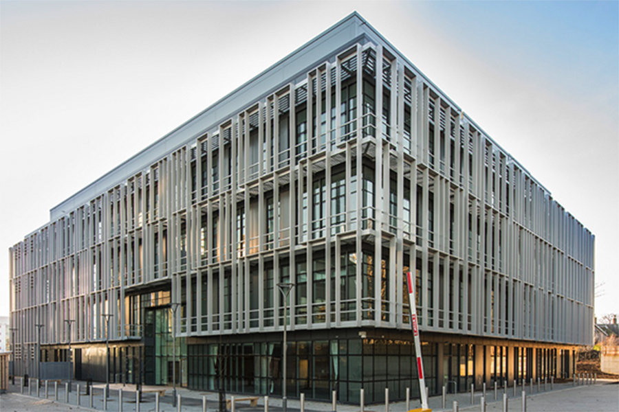 exterior of modern grey building, Rowett Building research facility in Aberdeen, Scotland