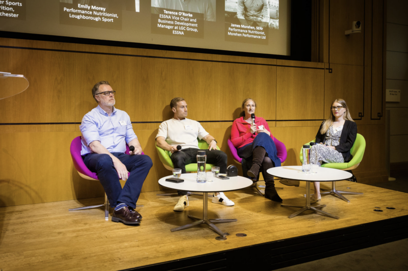 From left to right: Terence O'Rorke, ESSNA Vice Chair, James Morehen, Performance Nutritionist, Morehen Performance Ltd, Emily Morey, Performance Nutritionist, Loughborough Sport, Tilly Spurr, Performance Nutritionist