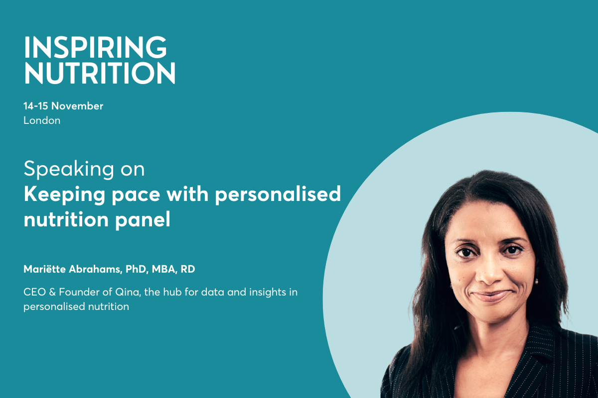 Speaker headshot for Inspiring Nutrition speaker and Qina CEO Mariette Abrahams