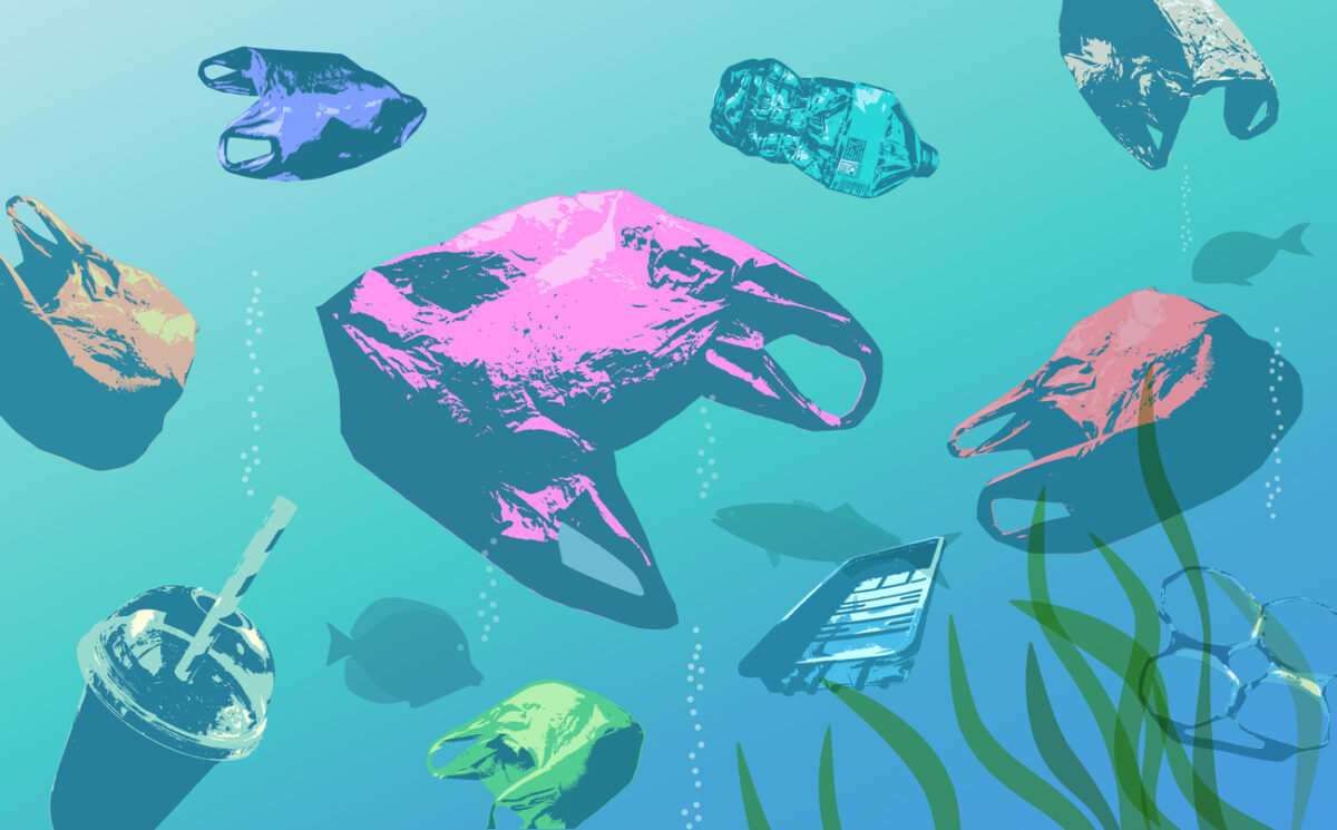 plastic pollution illustration