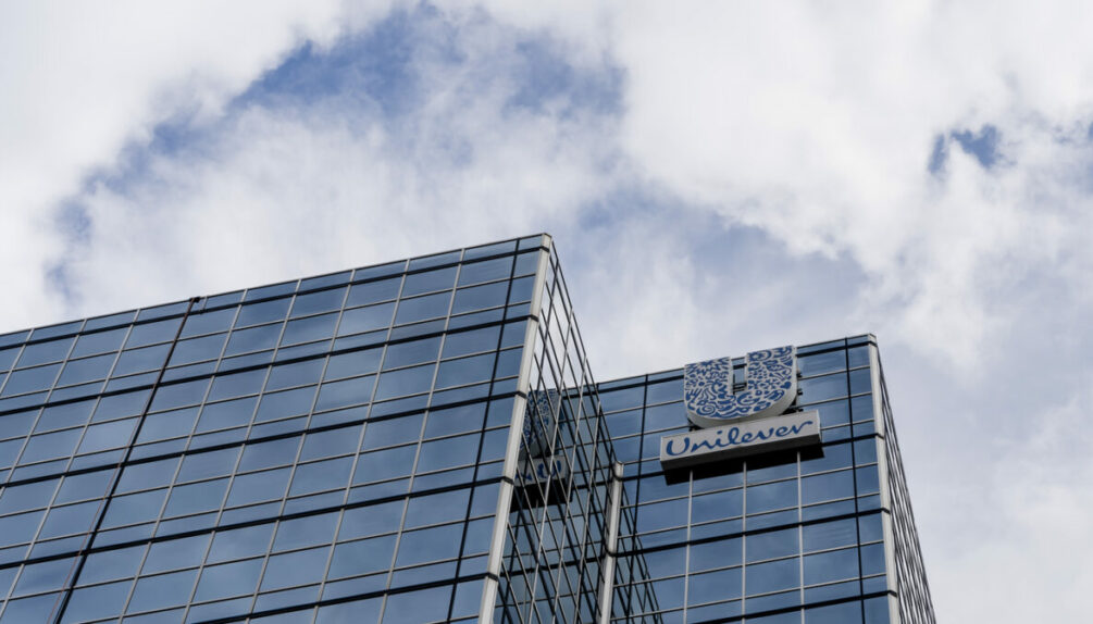 Unilever Canada sign is seen on their head office building in Toronto