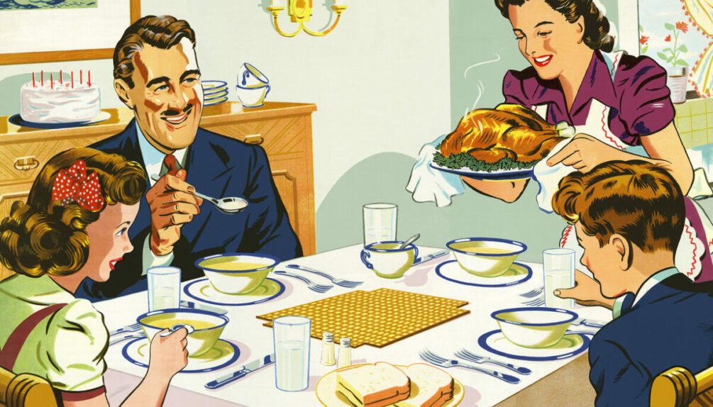 Mother Serving Dinner to Her Family