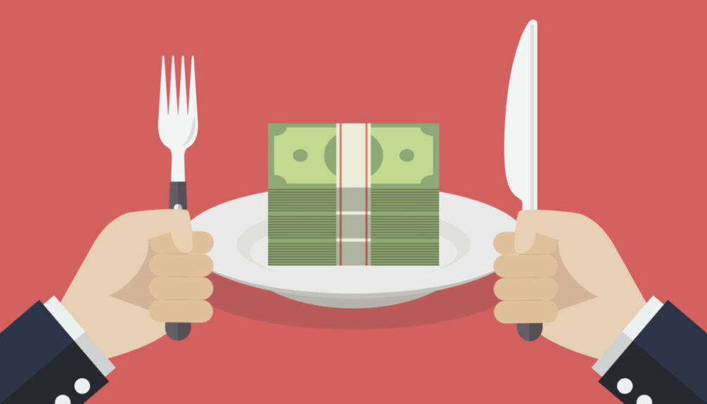 plate full of banknotes