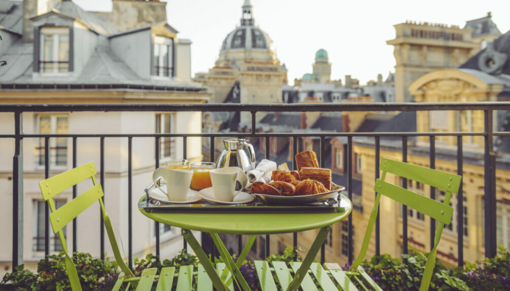Breakfast on a Parisian balcony