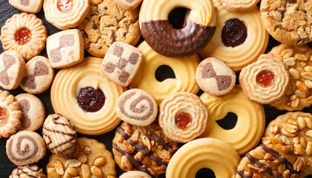 range of cookies assorted close-up