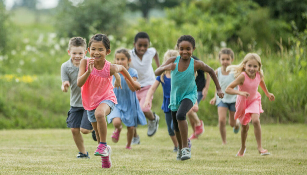 children running outside