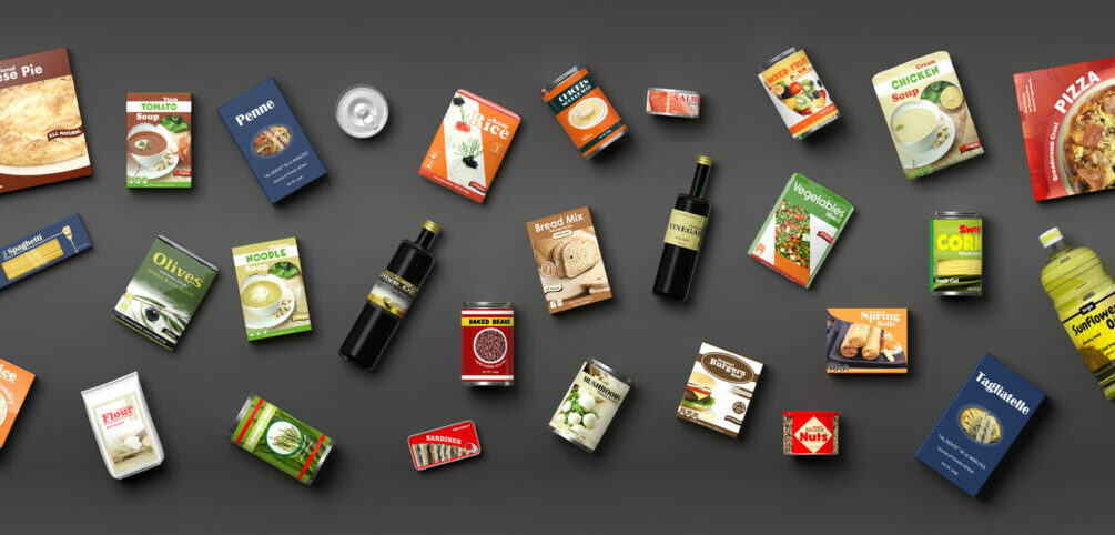 Collection of packaged food
