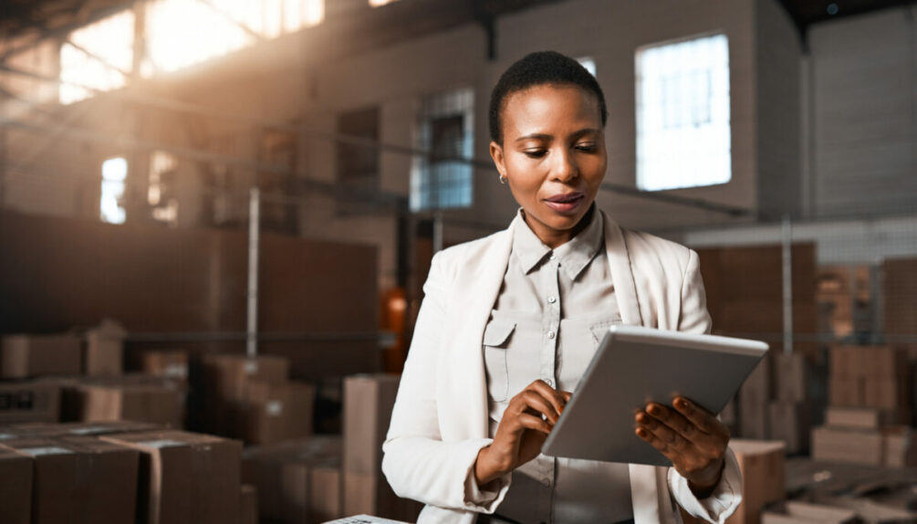 supply chain manager checking stock