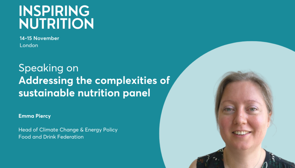 Speaker headshot and panel information for Emma Piercy, speaking at Inspiring Nutrition