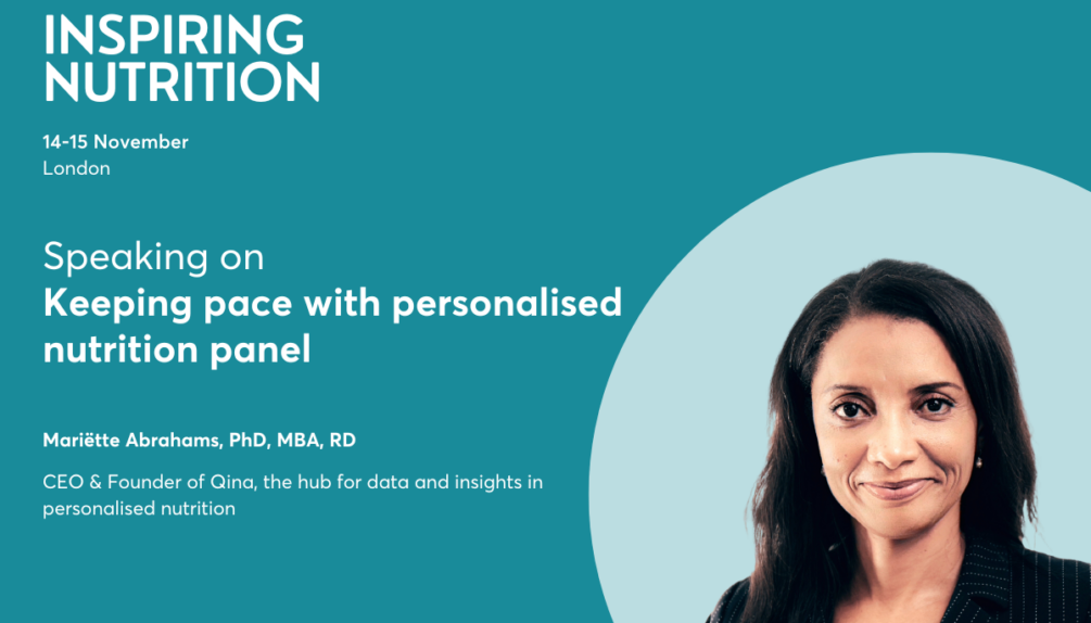 Speaker headshot for Inspiring Nutrition speaker and Qina CEO Mariette Abrahams