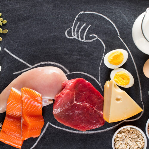Composition with high protein food.