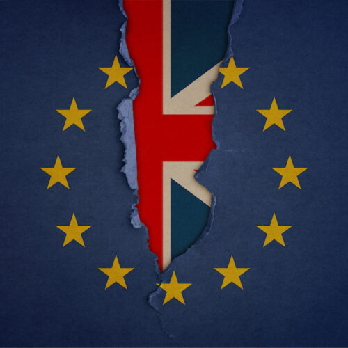 Torn EU flag with British flag appearing behind. What impact could post-Brexit trade deals have on UK food standards?