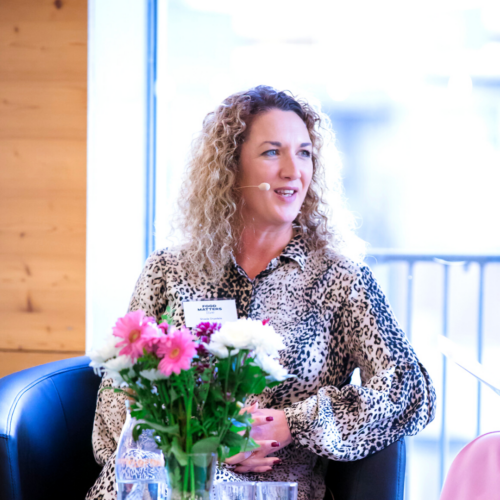Shiada Drysdale, Beverage Lead, Virgin Atlantic, talking at a live event