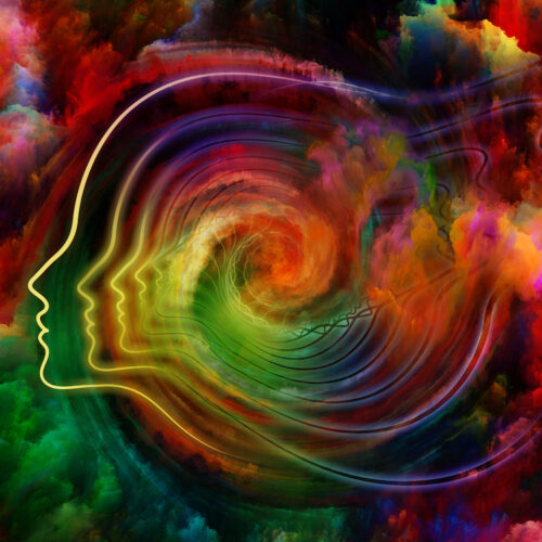 colourful silhouette of a woman illustration