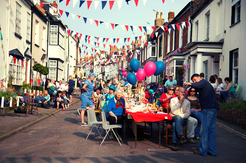 People gather for a street party as part of Jubilee Royal celebrations